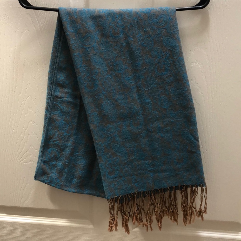 Turqouise and Tan Pashmina